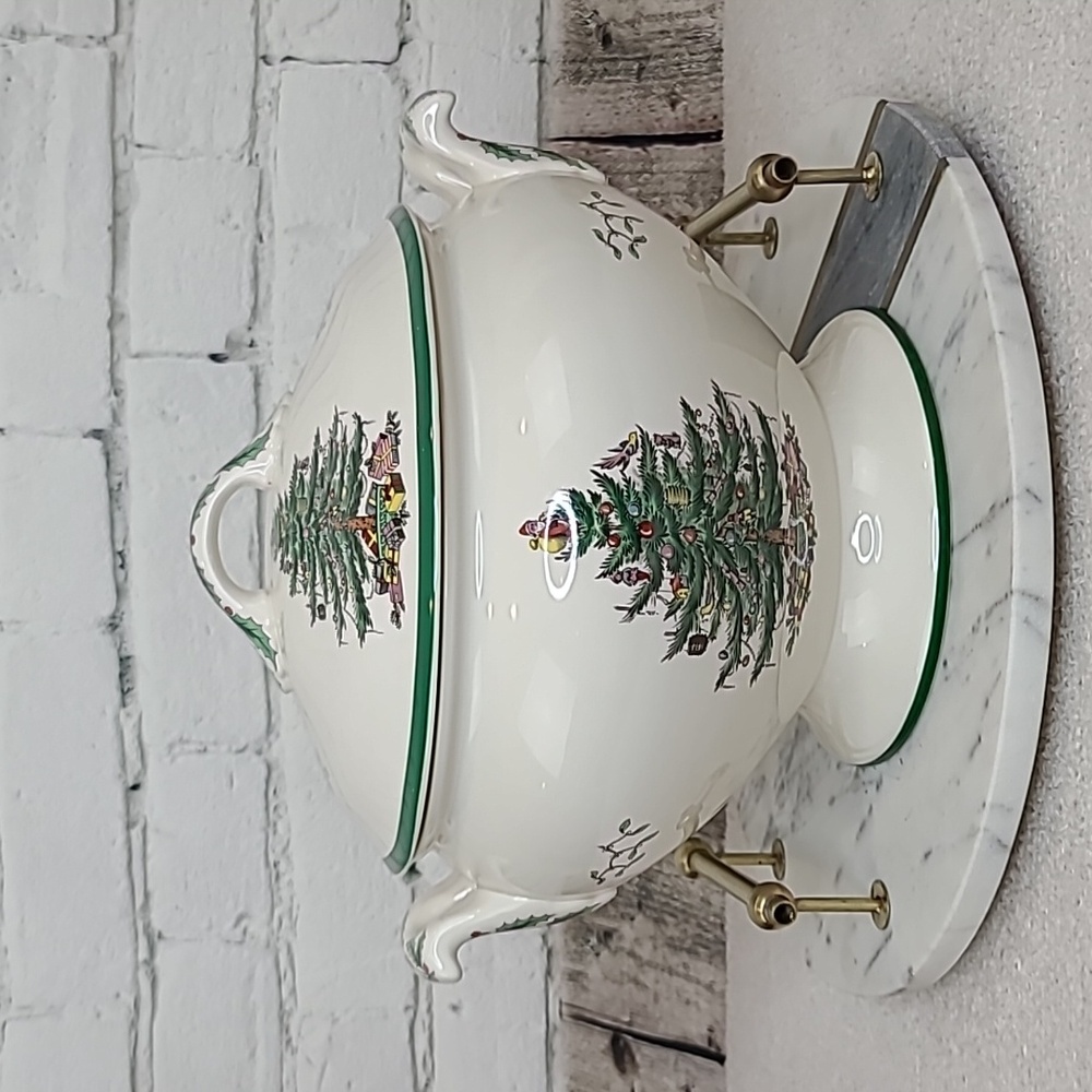 Spode Christmas Tree Classic Heirloom Holiday Mint Vtg Earthenware Soup Tureen